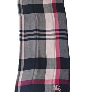 BURBERRY Classic Nova Check Pashmina Knit Cashmere Fringe Multicolor SHAWL